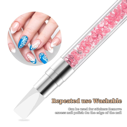 5 Pcs Nail Art Sculpture Pen Dual Tipped Silicone Nail Tools Nail Art Acrylic Pen Silicone Brushes for Resin Nail Art Tools for Design Nail Foil C...
