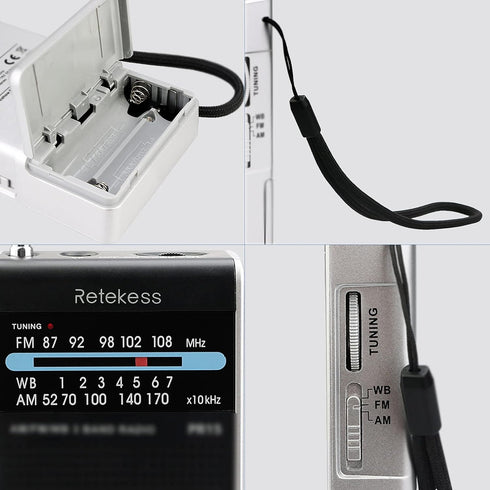 Retekess PR15 Pocket NOAA Weather Radio, AM FM Emergency Weather Radio Portable, Little Transistor Radio Powered by AAA Battery for Walking, Campi...