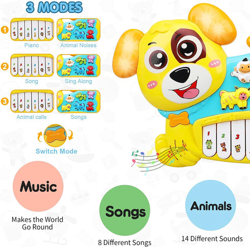 STEAM Life Baby Piano Toys 18 Months Light Up Baby Musical Toys Early Learning Educational Baby Keyboard Infant Toys Baby Dog Piano Boys Girls Tod...