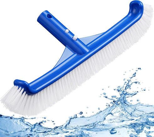 Pool Brush Head - 18" Pool Brush for Cleaning Pool Walls, Premium Swimming Pool Brush with Strong Bristle & EZ Clip, Curved Ends High-Efficiency P...