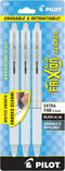 Pilot FriXion Clicker Checker Design Erasable Gel Pens, Extra Fine Point, 0.5mm, White Barrel, Black Ink, Pack of 3 Pens...