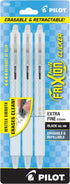 Pilot FriXion Clicker Checker Design Erasable Gel Pens, Extra Fine Point, 0.5mm, White Barrel, Black Ink, Pack of 3 Pens...