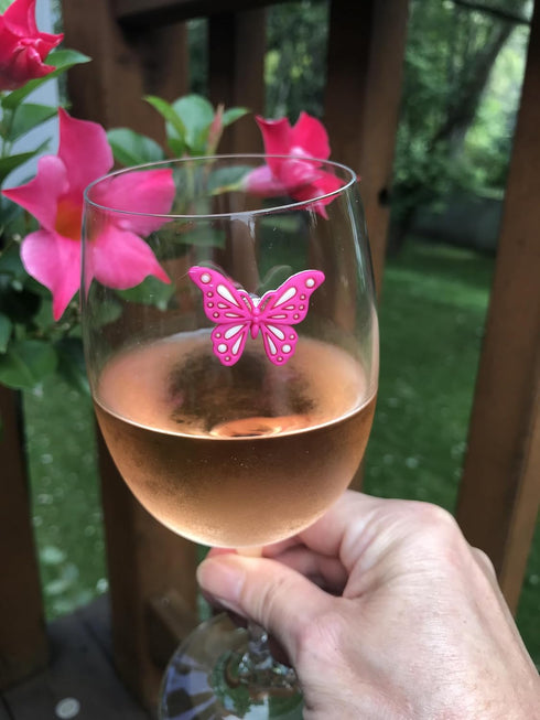 Butterfly Magnetic Wine Glass Charms - 6 Wine Magnet Drink Markers - Fun Gift for the Gardener...