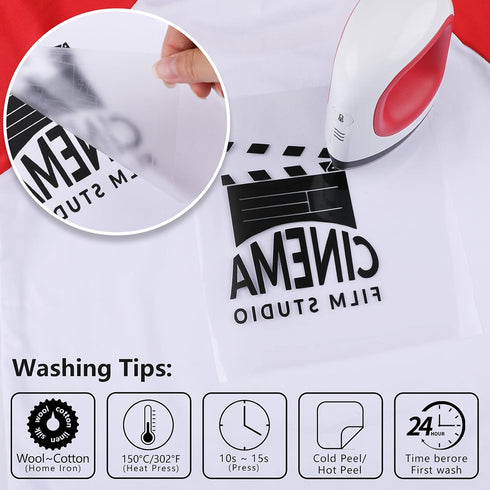 CAREGY Heat Transfer Vinyl HTV Iron on Vinyl for T-Shirts 12 x 10 Inches 16 Sheets (White and Black)...