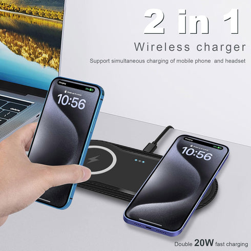 Wireless Charger, Dual 20W Wireless Charging Pad for Samsung Galaxy S24/S23/S22/S21/S20/S10/Note, Fast Charging Pad for Apple iPhone 15/14/13/12/1...