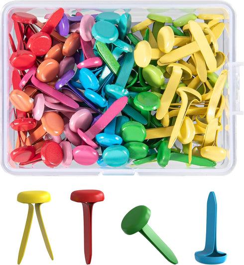 AJulyBee 100Pcs Brads Metal Brad for Paper Crafts, Multicolor Paper Fastener in a Box, Bass Fasteners for Scrapbooking DIY(8 x 20 mm)...
