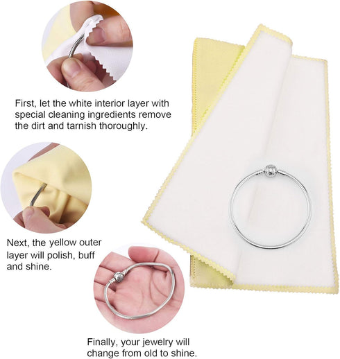 SEVENWELL 2pcs Jewelry Polishing Cleaning Cloth Large 10 x 12in for Sterling Silver Jewelry Gold, Diamond, Platinum, Coins (Yellow)...