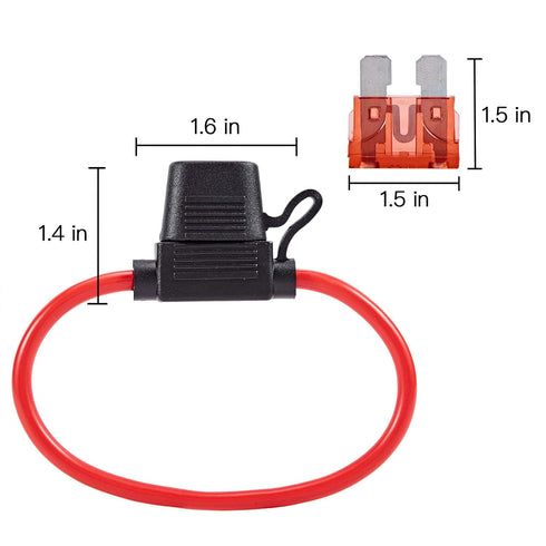 FEBRYTOLD 10 Gauge Inline Fuse Holder - Waterproof Pigtail Fuse Relay with 2 Pack 30AMP & 40AMP Blade Fuses for Car, Truck, Boat & Motorcycle...