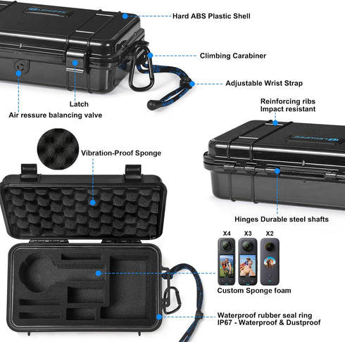 Lekufee Portable Waterproof Hard Case Compatible with Insta360 X4/Insta360 X3/Insta360 ONE X2 Action Camera and Accessories(Case Only)...