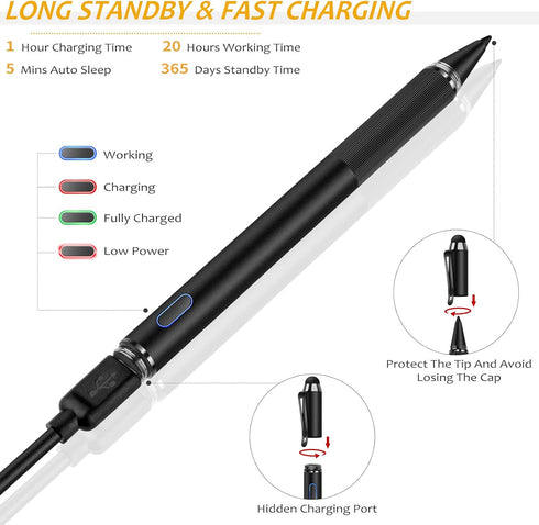 Stylus for iPad with Palm Rejection, MEKO Active Pencil Compatible with (2018-2020) Apple iPad Pro (11/12.9 Inch),iPad 6th/7th/8th Gen/Mini 5th Ge...