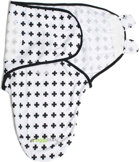 Ziggy Baby Adjustable Baby Swaddles 0-3 Months - Blanket Infant Wrap Set 3 Pack - Soft Cotton Black & White - Newborn Swaddle Blankets for Baby Bo...