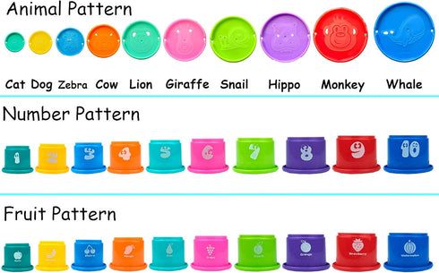 17 PCs Multicolor Nesting and Stacking Cups Set, Baby Bathtub Toys, Early Learning Educational Toys for Infants, Toddlers, Stacking Cups with The ...