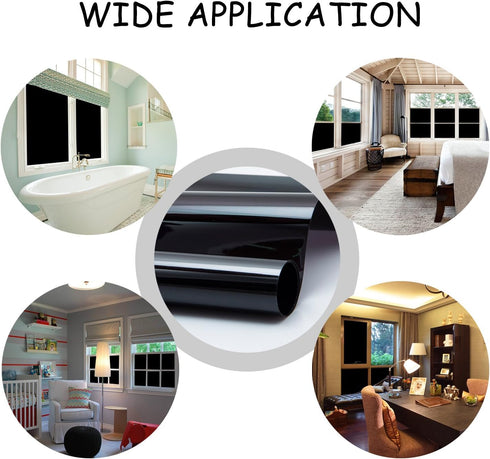 Blackout Window Film, Static Cling Window Tint 100% Light Blocking No-Glue Window Cover for Home Privacy, Room Darkening, Nap Time, Aquarium, Baby...