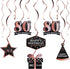 LINGTEER Happy 80th Birthday Decorations - 12 Pcs Birthday Black & Rose Gold Foil Swirls Streamer Set,Cheers to Eighty Years Old Bday Party Gift D...