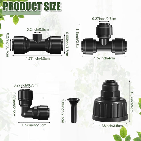 39 Pcs Misting Cooling System, Misters for Outside Patio, 30 Atomizing Connector, 2 Tee Adapters, 2 Pcs 3/4'' Adapters, 2 Pcs 90° Elbows and 3 End...