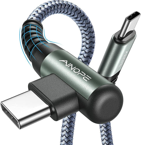 AINOPE Right Angle USB C to USB C Cable 3.3FT 60W 2 Pack USBC to USBC for iPhone 15 Pro Max Car Charger Cord Fast Charging Compatible with iPhone ...