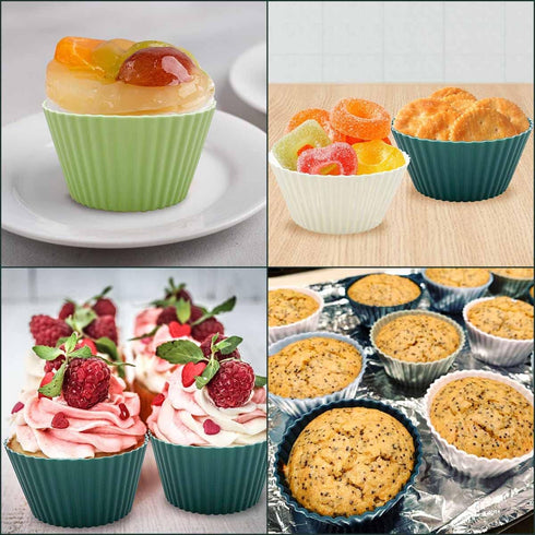 24 Pack Silicone Baking Cups Reusable Muffin Liners Non-Stick Cup Cake Molds Set Cupcake Silicone Liner Standard Size Silicone Cupcake Holder Sili...