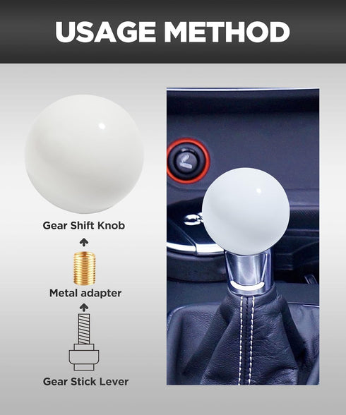 Shift Knob Manual Gear,Round Shift Knob Acrylic Gear Shift Knob,4 5 6 Speed Universal Shifter Knob with 3 Adapters,Fit for Manual Car M 8 * 1.25, ...