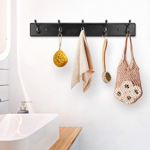 Wooden Coat Rack, Wall-Mounted Organizer for Closet, Entryway, Hallway, Foyer, Bedroom, Heavy Duty Double Hooks for Hanging Towels, Bags, Hats, Ja...