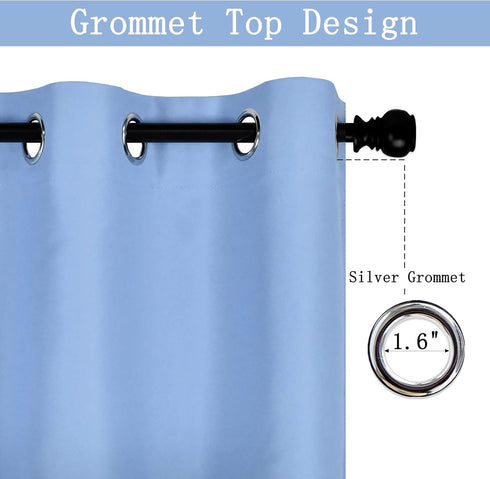 DECOVSUN Sky Blue Valances for Windows 52X18 Inches Blackout Thermal Insulated Valance with Grommet Top for Kitchen Living Room Short Straight Dra...