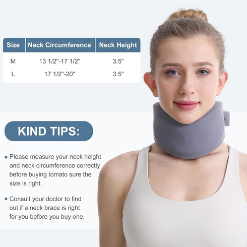 Soft Neck Brace Cervical Collar for Neck Posture Relief Pain & Pressure in Spine for Women & Men, Snoring Sleeping Neck Brace, Neck Support Foam W...