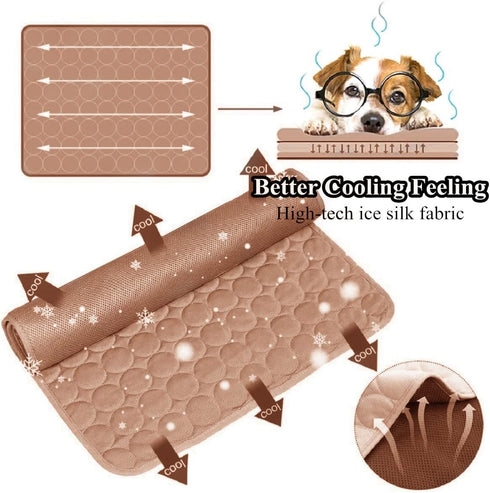 SOMOYA Dog Self Cooling Mat Pet Washable Pads Breathable Pet Blanket Hot Weather Sleeping Kennel Mat,Ice Silk Sleep Mat Pad Non-Toxic Breathable S...