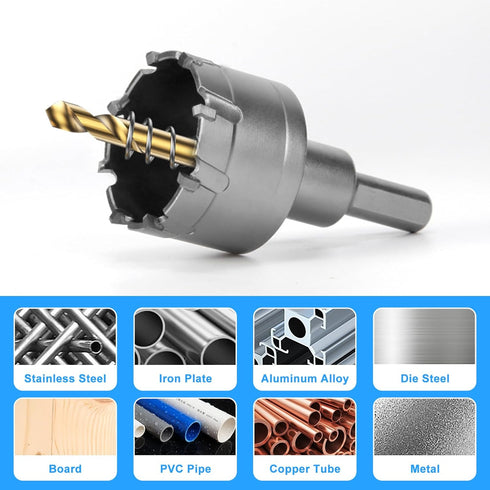 TCT Hole Saw Set, 2-Pack of 3/4" (19mm) Heavy Duty Tungsten Carbide Tipped Hole Cutters for Stainless Steel Mild Steel Copper Iron Brass Plastic a...