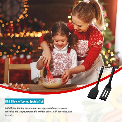 Mini Silicone Brownie Serving Spatula Set Flexible Non Stick Serve Turner Heat Resistant Cooking Spatula for Flip Eggs Crepe Steak Pizza Kitchen U...
