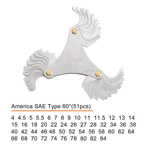 America SAE Type 4-84 Screw Thread Pitch Gauge Tool Pitch Cutting Gauge Caliper Gauges Measuring Tool for Industrial Measurement...
