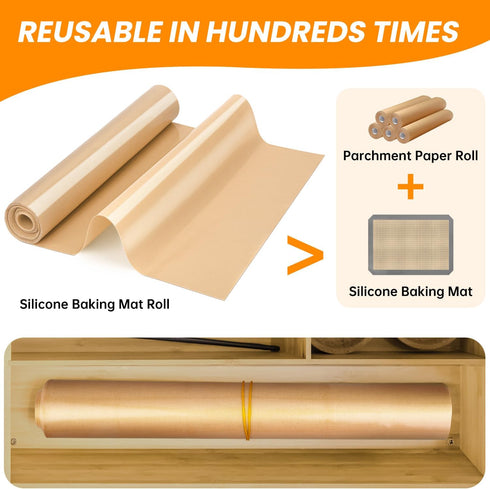 Silicone Baking Mat Roll - Best German Silicone - Heat Resistant Baking Macaron Bread Mat, Non-stick Pastry Mat, Reusable Dough Rolling Mat, Non S...
