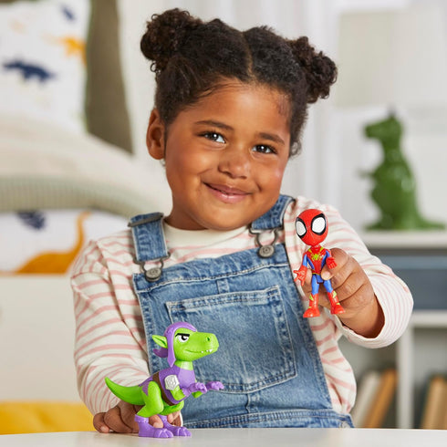 Spidey and his Amazing Friends Marvel Dino-Webs, Spidey and Goblin Raptor Action Figures Set, Super Hero Toys for Boys and Girls Ages 3 and Up...