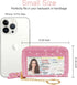 Double Zipper Credit Card Holder RFID Blocking Coin Pouch Slot Glitter Shining Leather Small Cute Card Wallet for Women with Keychain, Pink Glitte...