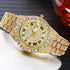 Mens Ice Out Watches Big Rocks with Roman Numerals Fully Colorful Dial Gold Watch...