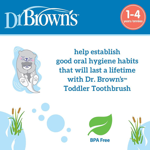 Dr. Brown’s Otter Toddler Toothbrush, Soft Bristles with Suction Cup for Storage, BPA Free, Ages 1-4, 1-Pack...