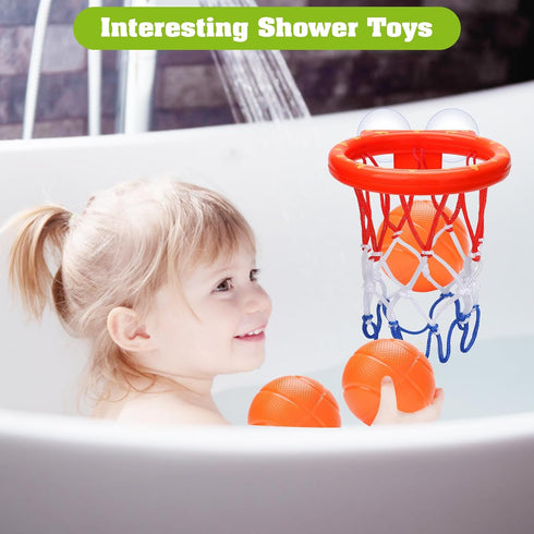 Bath Toys - Bathtub Basketball Hoop for Kids Toddlers - Bath Toys Shower Toys for Kids Ages 4-8,Suction Cup Basketball Hoop & 3 No Hole Balls Set ...
