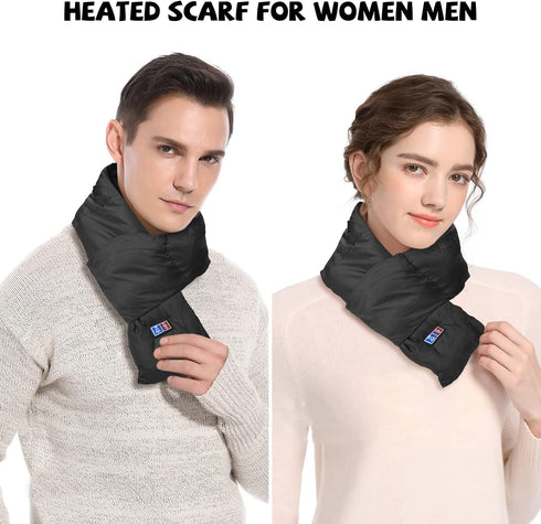 Electric Heated Scarf with Hat, Rechargable Portable Neck Heating Pad for Cramps Neck Pain Relief Cordless Heating Pad Thermal Neck Brace for Men ...