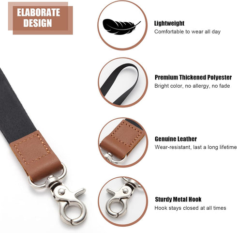 Lanyards for Keys, Black Keychain Long Lanyard for Women Men, Cute Neck Lanyard for ID Badges Wallet...