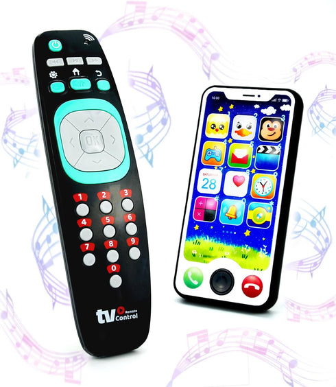 Baby Remote Control Toy and Smartphone Bundle, Pretend Play Playset for Toddlers Babies? Musical Toys with light and sound for Boys and Girls...