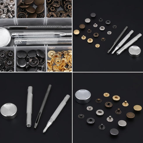 40 Sets Snap Button, Metal Popper Button Press Studs Fastener 6 Color Clothing Snaps Kit for Leather Craft Tool with Storage Box(633#12MM)...