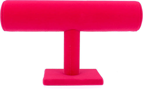 Comelyjewel Set of 3 9" Pink Velvet Necklace Bust Holder & 1 Row Bracelet Holder, Women Accessories Organizer Chain Storage, Display Stand Mannequ...