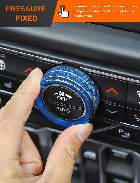 Savadicar HVAC Climate Control Panel Knob Trim Kit & Light Control Switch Cover, Air Conditioner Knob Aluminum Alloy Ring for 2018-2024 Jeep Wrang...
