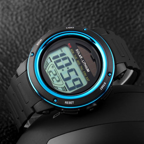 MASTOP Solar Watch Neutral LED Digital Watch Military Waterproof Sports Watch Black...