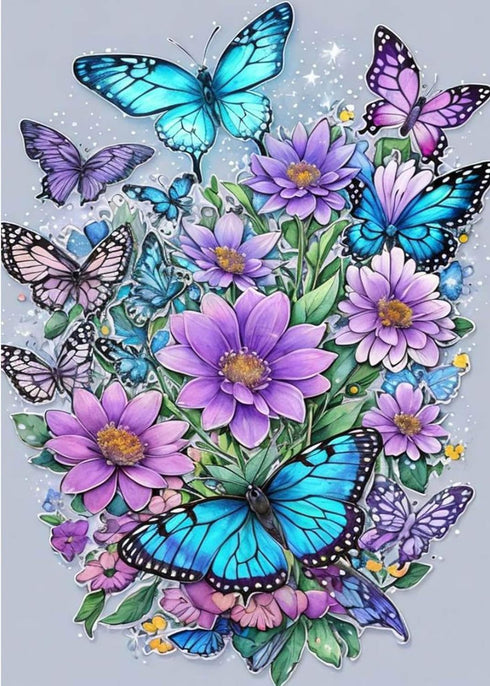 Butterfly Stamped Cross Stitch Kits - Flowers Needlepoint Counted Cross Stitch Kits for Beginners Adults Patterns Dimensions Needlecrafts Embroide...