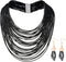 Women Multi Layer Choker Necklace Chunky Wax Line Bib Necklace Statement Jewelry Pendent Handmade Presents...