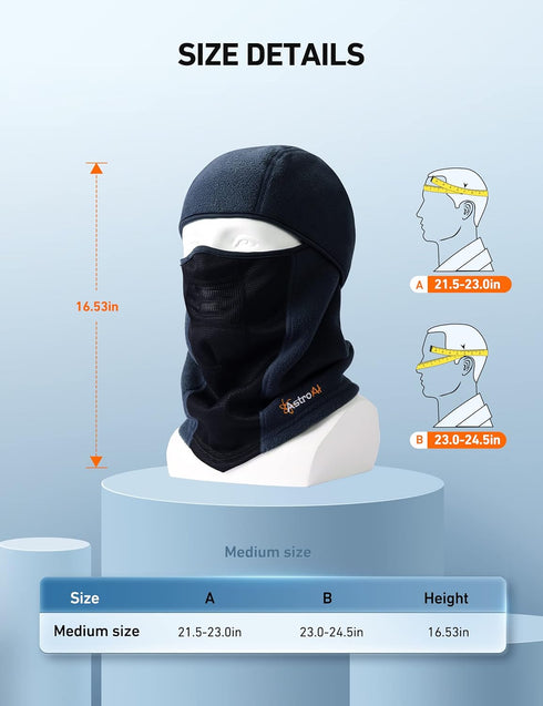AstroAI Balaclava Ski Mask Winter Fleece Thermal Face Mask Cover for Men Women Warmer Windproof Breathable, Cold Weather Gear for Skiing, Outdoor ...