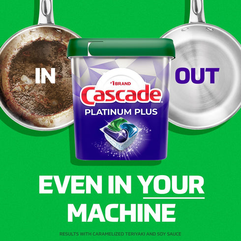Cascade Platinum Plus Dishwasher Pods, Dish Detergent ActionPacs, Power of Bleach, 21 Count...