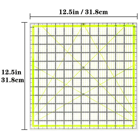 UOOU Quilting Ruler(12.5"X12.5"), Square Quilting Rulers Fabric Cutting Ruler Acrylic Quilters Rulers Clear Mark for Easy Precision Cutting and Cr...