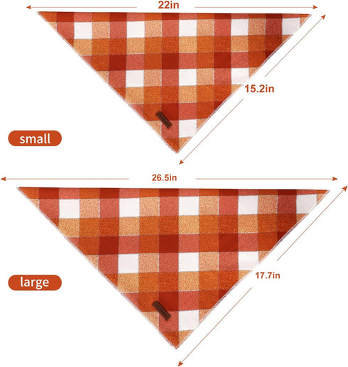 MR. CHUBBYFACE Fall Orange Plaid Dog Bandanas Reversible Triangle Bibs Scarf Accessories for Dogs Cats Pets...