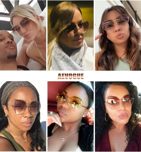 AEVOGUE Sunglasses For Women Oversized Rimless Diamond Cutting Lens Sun Glasses AE0534...