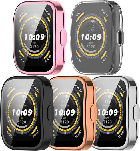 5Pack Screen Protector Cases Compatible with Amazfit Bip 5 Smart Watch 1.91inch Screen Protector Case Protective Case Intended for Amazfit Bip 5...